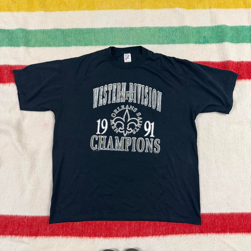 Vintage 90s New Orleans Saints Shirt XXL 1991 NFC West Champs Single Stitch USA